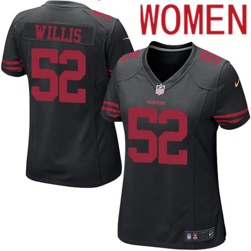 Women San Francisco 49ers #52 Patrick Willis Nike Black Game Player NFL Jersey->women nfl jersey->Women Jersey